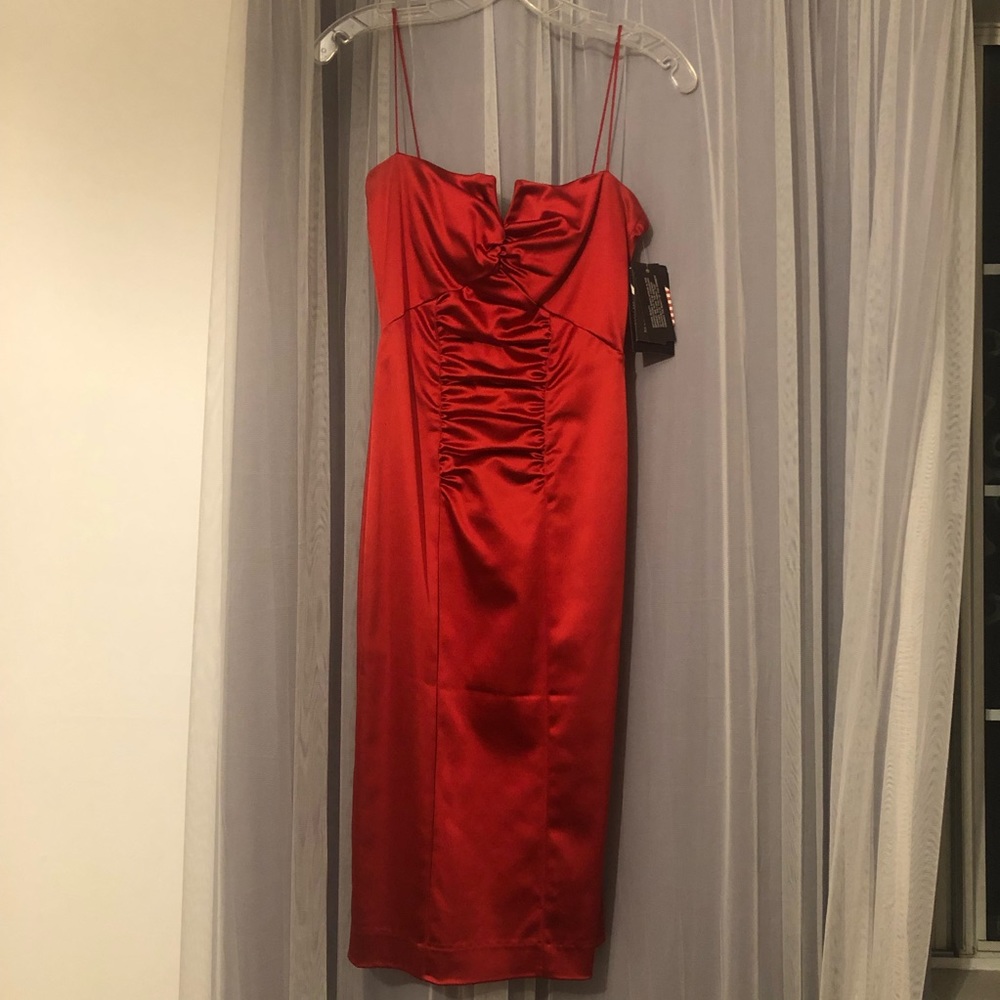 Red midi length dress